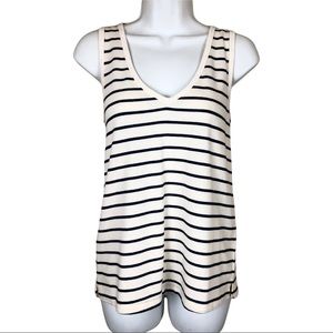 Madewell Tomboy V-Neck Tank Top in Stripes, Loose, Recycled Cotton Jersey Blend